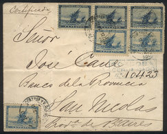 ARGENTINA: GJ.135/6, 1892 Discovery Of America 400 Years, 3 Cmpl. Sets Franking A Registered Cover Sent From CÓRDOBA To  - Usados