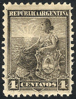 ARGENTINA: GJ.221, 1899 4c. Liberty, PROOF In Grayish Dun, Printed On Original Paper, With Gum And Watermarked, Very Rar - Gebruikt