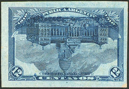 ARGENTINA: GJ.307CI, 1910 Centenary Of Revolution 12c. Congress, With CENTER INVERTED, Proof Printed On Card, Excellent  - Gebraucht