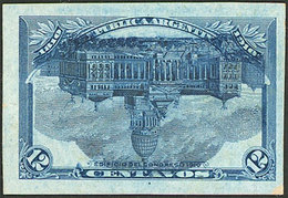 ARGENTINA: GJ.307CI, 1910 Centenary Of Revolution 12c. Congress, With CENTER INVERTED, Proof Printed On Card, Excellent  - Usati