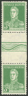 ARGENTINA: GJ.597EHA, 1924 3c. San Martín W/o Period, Pair With Horizontal Fancy Gutter, Fine Quality, Rare! - Oblitérés
