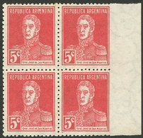 ARGENTINA: GJ.599, Block Of 4 With Variety: IMPERFORATE At Right, Excellent And Rare! - Usados