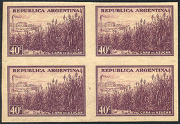 ARGENTINA: GJ.758, 1935/52 40c. Sugar Cane, PROOF In The Adopted Color, Printed On Special Paper For Specimens, Excellen - Gebruikt