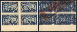 ARGENTINA: GJ.850, 1941 Cockade (French And Berutti), PROOF In The Adopted Color, Imperforate Block Of 4 Printed On Spec - Gebraucht
