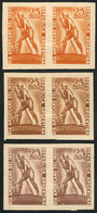 ARGENTINA: GJ.956, 1948 Indian Day, PROOFS In The 3 Known Colors, Imperforate Pairs Printed On Opaque Paper, VF Quality, - Gebraucht