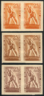 ARGENTINA: GJ.956, 1948 Indian Day, PROOFS In The 3 Known Colors, Imperforate Pairs Printed On Opaque Paper, VF Quality, - Oblitérés