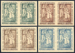 ARGENTINA: GJ.960, 1948 Farmers Day, PROOFS Printed On Opaque Paper, Pairs In The 4 Known Colors, VF Quality, Rare Group - Gebraucht