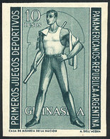 ARGENTINA: 25 February 1951, First Panamerican Games, UNADOPTED ESSAY Printed By Casa De Moneda On White Or Opaque Paper - Used Stamps