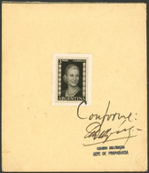 ARGENTINA: "GJ.1014, 1952/3 3P. Eva Perón, Photographic Proof In Black Glued To Thin Card And With The Signature And Man - Usati