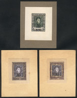 ARGENTINA: GJ.1057, 1951/7 50P. San Martín, 3 Die Essays Of Unadopted Designs, Each One Consisting Of 2 Overlapping Part - Used Stamps