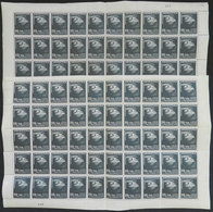 ARGENTINA: GJ.1063a, 1956 Fight Against Polio, COMPLETE SHEET Of 50 Stamps On PELURE PAPER, Along Another Sheet On Norma - Usati