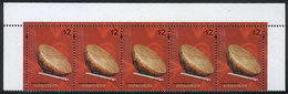 ARGENTINA: GJ.3095a, Strip Of 5 Stamps (top Part Of The Sheet), VF Quality! - Oblitérés