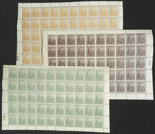 ARGENTINA: GJ.384/386, 1915 Plowman 1c, 2c And 3c. Printed On Italian Paper With Horizontal Honeycomb Wmk And Perf 13½x1 - Gebruikt