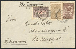 ARGENTINA: GJ.722, 90c. Zeppelin + 2 Stamps (total 1.41P.) Franking A Cover Sent By ZEPPELIN From Buenos Aires To German - Andere & Zonder Classificatie