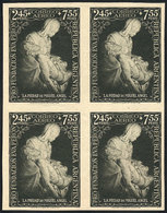 ARGENTINA: GJ.1002, 1951 Eva Perón Foundation (La Pieta, Michelangelo), PROOF In The Adopted Color, Imperforate Block Of - Other & Unclassified