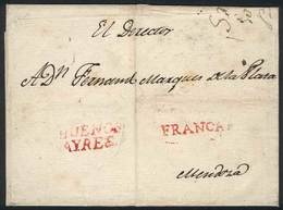 ARGENTINA: "Very Old Folded Cover (circa 1780) Sent To Mendoza, With Red "BUENOS AYRES" And "FRANCA" Markings (VK.4 And  - Voorfilatelie