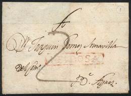 ARGENTINA: "Very Old Folded Cover (circa 1790) Sent To Buenos Aires, With Framed MENDOSA Marking In Red And "2" Rate In  - Prefilatelia