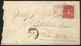 ARGENTINA: Cover Franked With 5c. (GJ.84, Minor Defect), With Very Rare Rectangular Datestamp SAN FRANCISCO - SAN LUIS 7 - Voorfilatelie