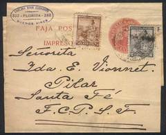 ARGENTINA: ½c. Wrapper + GJ.217 + 219 (total 3c.), Sent From B.Aires To Pilar In 1906, VF! - Préphilatélie