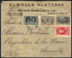 ARGENTINA: Cover Franked With 18c. (4 Different Stamps Of The Centenary Issue), Sent From Rosario To Italy On 11/MAY/191 - Préphilatélie