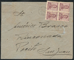 ARGENTINA: Cover Used In San Juan On 10/NO/1920, With Postage For Printed Matter Of 2c. (block Of 4 Of ½c. San Martín Un - Prefilatelia