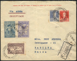 ARGENTINA: Airmail 5c. San Martín Stationery Cover Uprated With 4 Different Stamps (total Postage 1.45P.), Sent From Bue - Voorfilatelie