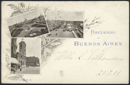 ARGENTINA: Buenos Aires: Varied Views, Ed. Peuser, Sent To Italy In 1901, VF Quality, Rare! - Argentinië
