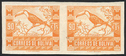 BOLIVIA: Sc.263, 1939 90c Toucan, IMPERFORATE PAIR, Mint Lightly Hinged, Very Fine Quality! - Bolivien