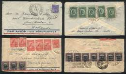 BRAZIL: "4 Airmail Covers Sent In 1930 To The Netherlands (3) And Montevideo By CGA With Nice Postages + 1 Card Sent To  - Tarjetas – Máxima