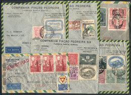 BRAZIL: 6 Covers Sent To Argentina (1 To Uruguay) Between 1942 And 1944, Some Censored, Very Nice Frankings! - Cartes-maximum