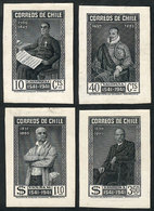 CHILE: Yvert 180/182 + 184, 1941 Santiago 4th Centenary, DIE PROOFS In Black Of The Values 10c., 40c., 1.10P And 3.60P., - Cile