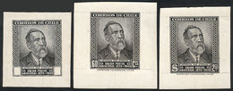 CHILE: Yvert 227/8, 1950 75th UPU Anniversary, DIE PROOFS: Without Face Value In Black, And Of Both Values In Black-ches - Cile