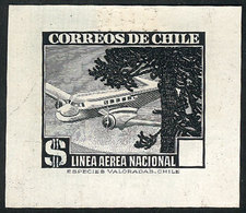CHILE: 1941/2 Airplanes, DIE ESSAY Of An Unadopted Design, Without Face Value (right Cartouche Empty), Similar To Yvert  - Chili