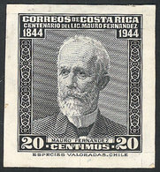 COSTA RICA: Yvert 229, 1945 Mauro Fernandez, DIE PROOF Printed On Thick Paper With Glazed Front, VF Quality, Rare! - Costa Rica