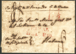 CUBA: "Folded Cover Dated 20/MAR/1823 Sent To La Habana, With Red "PINAL DEL RIO" And "1½" Rating, Arrival Backstamp, Ve - Autres & Non Classés