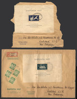 DANZIG: Registered Cover Sent To Czechoslovakia On 8/JUN/1937 + Fragment Of Another Cover, With Souvenir Sheets Of Expo  - Andere & Zonder Classificatie