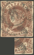 SPAIN: "Sc.56, 1862 4c. Brown On Rose, With "CUARTCS" Variety, VF And Interesting!" - Postfris – Scharnier