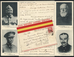 SPAIN: "Spectacular Patriotic "letter-envelope" With Francoist Propaganda With Images Of The Leaders (including Franco), - Covers & Documents