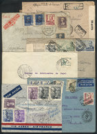 SPAIN: 6 Covers Used Between 1937 And 1944, Most Sent To Argentina By Airmail, All With Interesting Censor Marks! - Cartas & Documentos