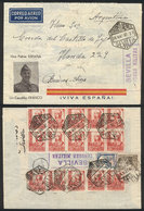 SPAIN: 24/MAY/1937 Sevilla - Buenos Aires, Patriotic Francoist Cover Sent By Airmail With Attractive Postage On Back, An - Covers & Documents