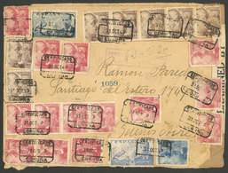 SPAIN: Front Of A Registered Cover Sent From Coruña To Buenos Aires On 31/OC/1942, With Fantastic Postage Of 131.70Ptas. - Lettres & Documents