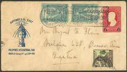 PHILIPPINES: 6c. Stationery Envelope + Additional Postage (total 18c.), Sent From Manila To Argentina On 2/SE/1953, Inte - Filippine