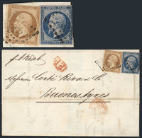 FRANCE: "19/FE/1861 LE HAVRE - Buenos Aires: Entire Letter Franked With 10c. + 20c. Napoleon Imperforate, Cancelled By N - Other & Unclassified