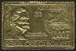 GABON: Sc.C39, 1965 Albert Schweitzer, Gold Foil, MNH, Excellent And Rare! - Gabon (1960-...)