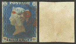 GREAT BRITAIN: Sc.2, 1840 2p. Blue, Handsome Used Copy, Minor Faults, Very Collectible, Catalog Value US$700 - Otros & Sin Clasificación