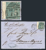 GREAT BRITAIN: 8/JUN/1868 BIRMINGHAM - Buenos Aires: Folded Cover Franked By Sc.54 Plate 4, Duplex Cancel And London Tra - ...-1840 Préphilatélie
