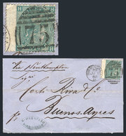 GREAT BRITAIN: 8/JUN/1868 BIRMINGHAM - Buenos Aires: Folded Cover Franked By Sc.54 Plate 4, Duplex Cancel And London Tra - ...-1840 Precursori