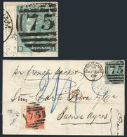 GREAT BRITAIN: "22/AP/1869 BIRMINGHAM - Buenos Aires: Folded Cover (endorsed "per French Packet") Franked By Sc.43 + 54  - ...-1840 Precursores