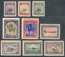 GREENLAND: Yvert 10/18, 1945 Animals, Horses, Dogs, Etc., Cmpl. Set Of 9 Unused Values, Aged Gum (dark), Good Fronts, Ca - Other & Unclassified
