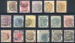 HONG KONG: Sc.8 To 24 (not Consecutive), 1863/80 Victoria With Crown CC Wmk, Several Used Values Of The Set, Including S - Andere & Zonder Classificatie